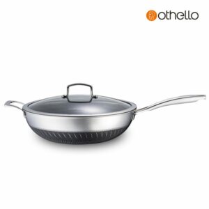 Othello 歐德羅 Grace系列 32cm 三層鋼黑晶不粘炒鍋 配剛化玻璃蓋