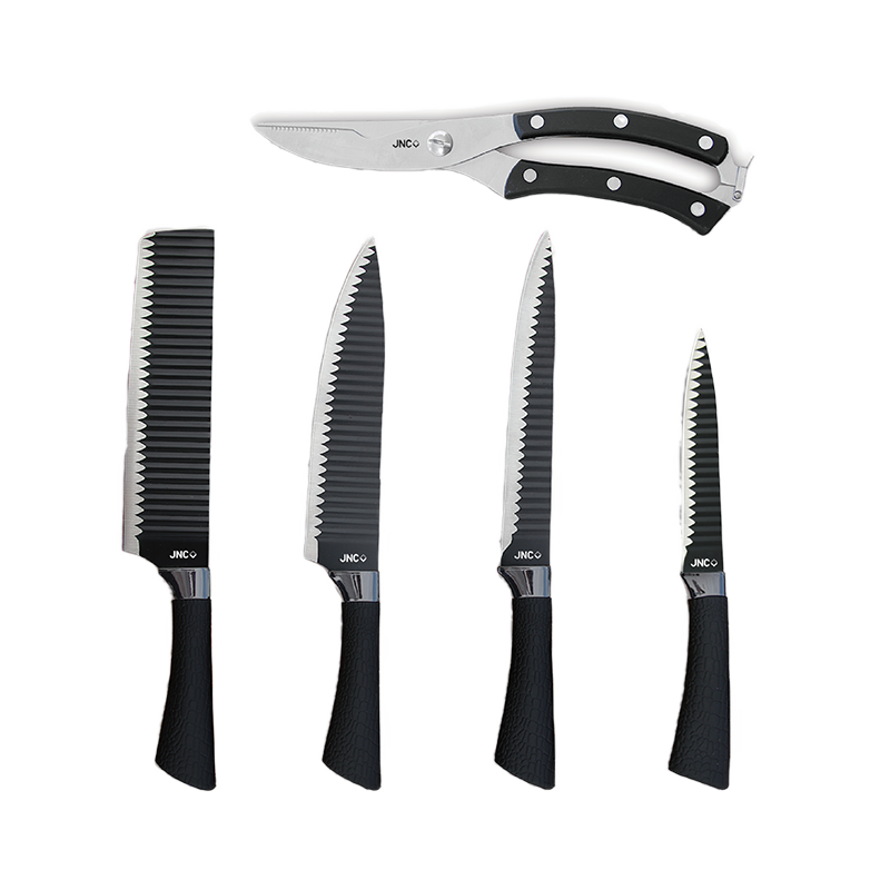 JNC 不銹鋼廚房刀具及鉸剪套裝 (5件裝) 黑色 JNC-SSKKP6-BK