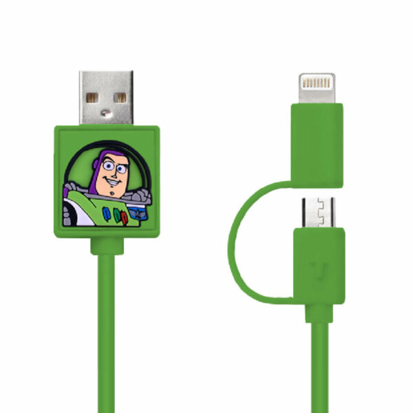 CAMINO - Disney 巴斯 二合一快充傳輸線 (Micro USB &  Lightning) (Disney 迪士尼官方授權正貨)