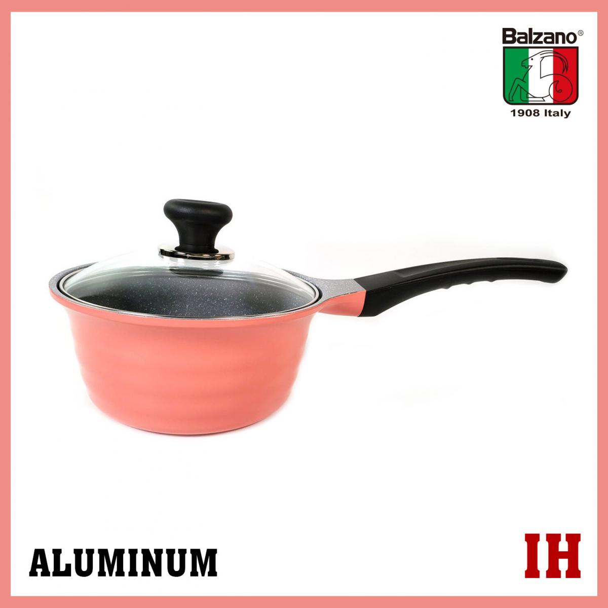 Balzano - 18CM Dura 鑄鋁不黏單柄煲連蓋(IH) - 粉紅