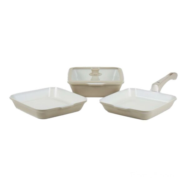 Monacook 陶瓷不沾鍋4件套裝26cm (米白色) | 韓國製可拆式手柄鍋