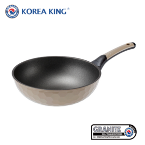 Korea King – 純鈦花崗岩不沾易潔鑊 32cm (復古Cappuccino色) - HoneyComb系列(韓國製)