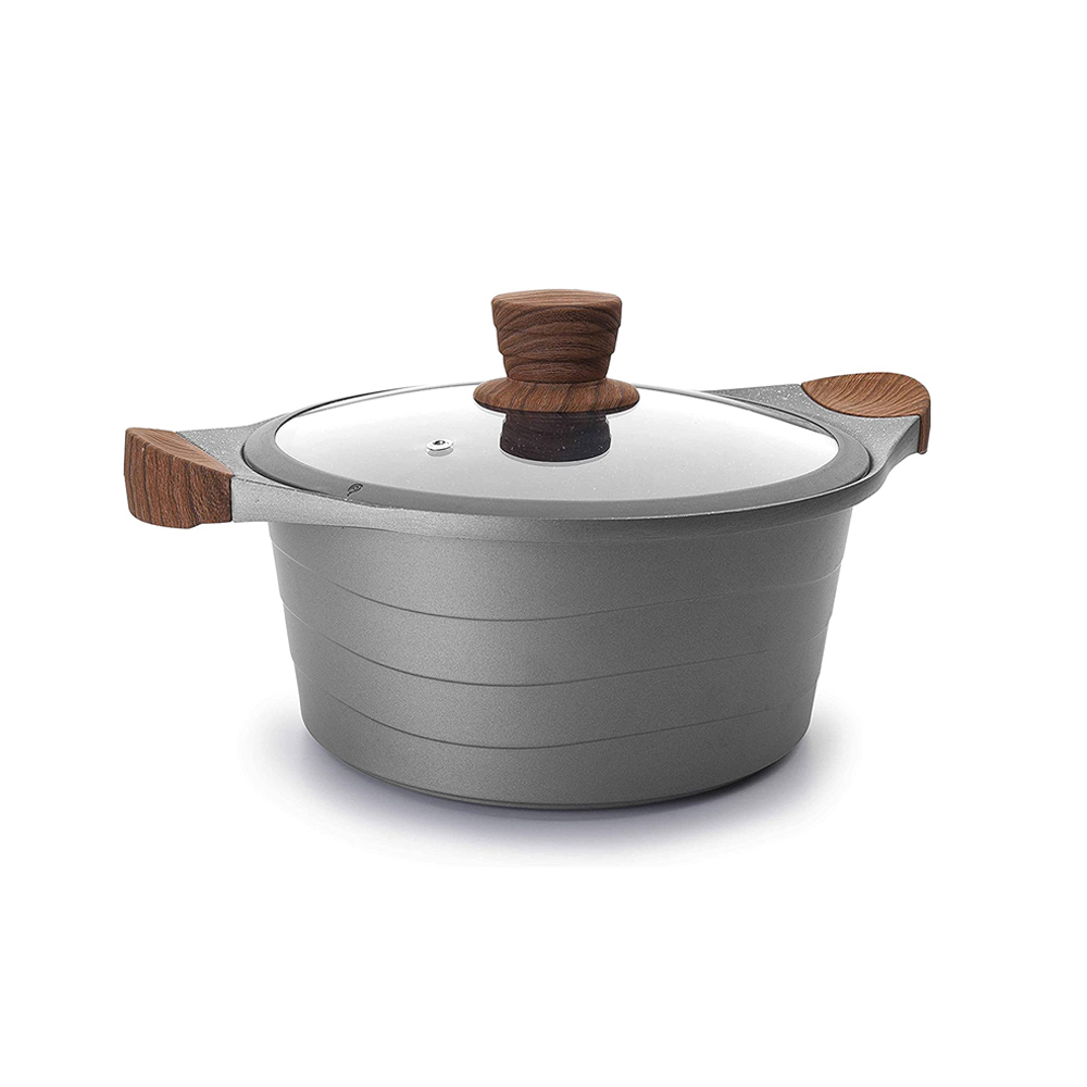 西班牙Lacor [組合優惠!]–STILO 系列 雙耳礦石易潔鍋 (附蓋) 20cm + 日本 Pearl Metal｜極深藍鑽石 系列 易潔深炒鍋 24cm + 泰國Penguin｜Kuppa 木柄廚師刀 - 8"
