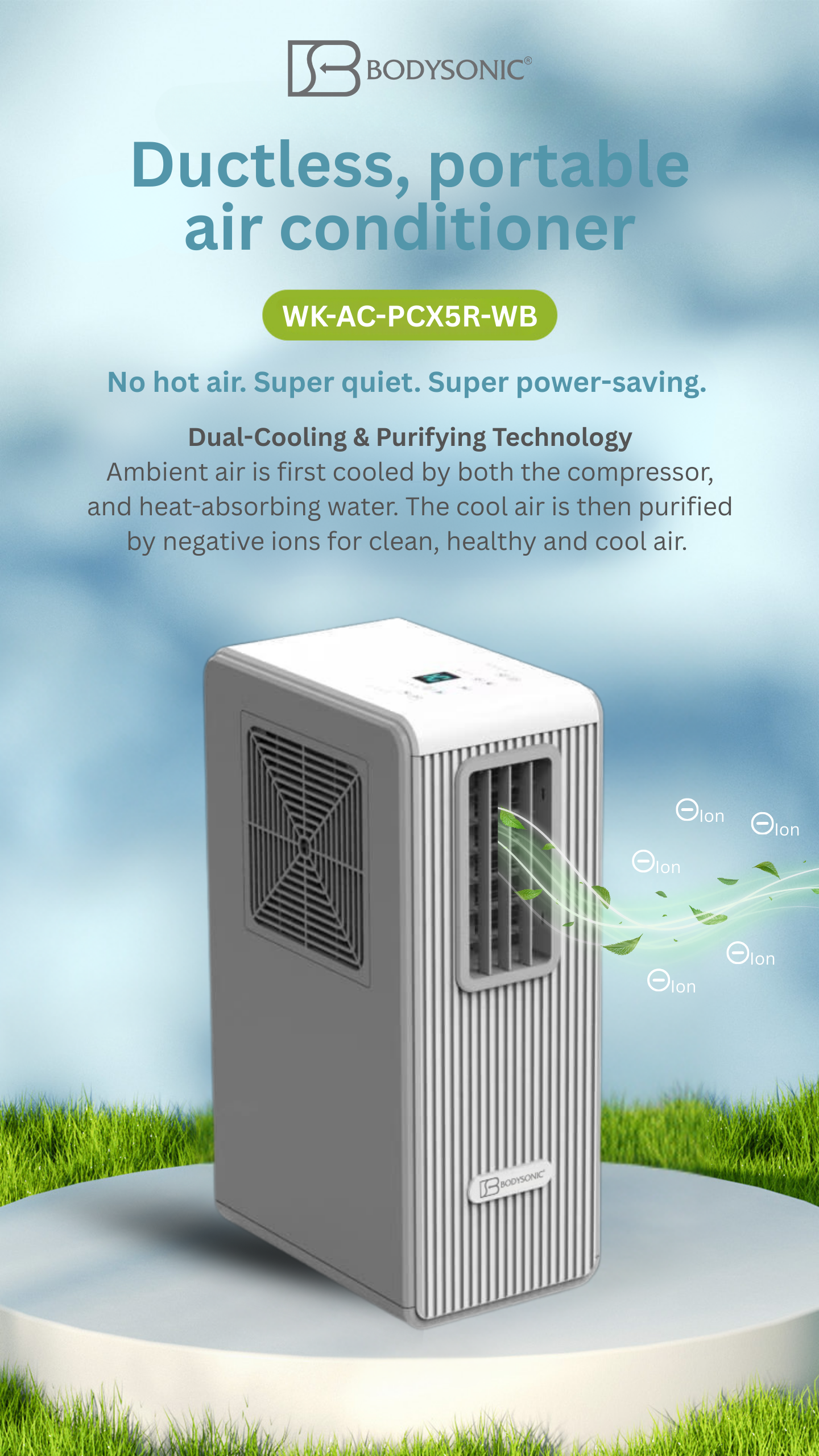 Bodysonic免喉式移動冷氣機 (2,000BTU/Hr 冷氣 + 除濕)
